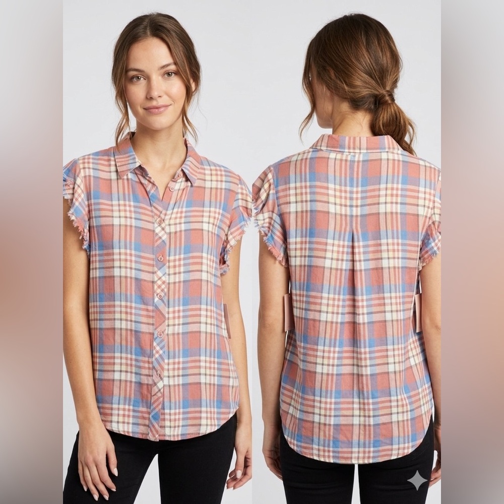 Plaid Button-Up Women’s Top REMIXMESS brand new with tags size small